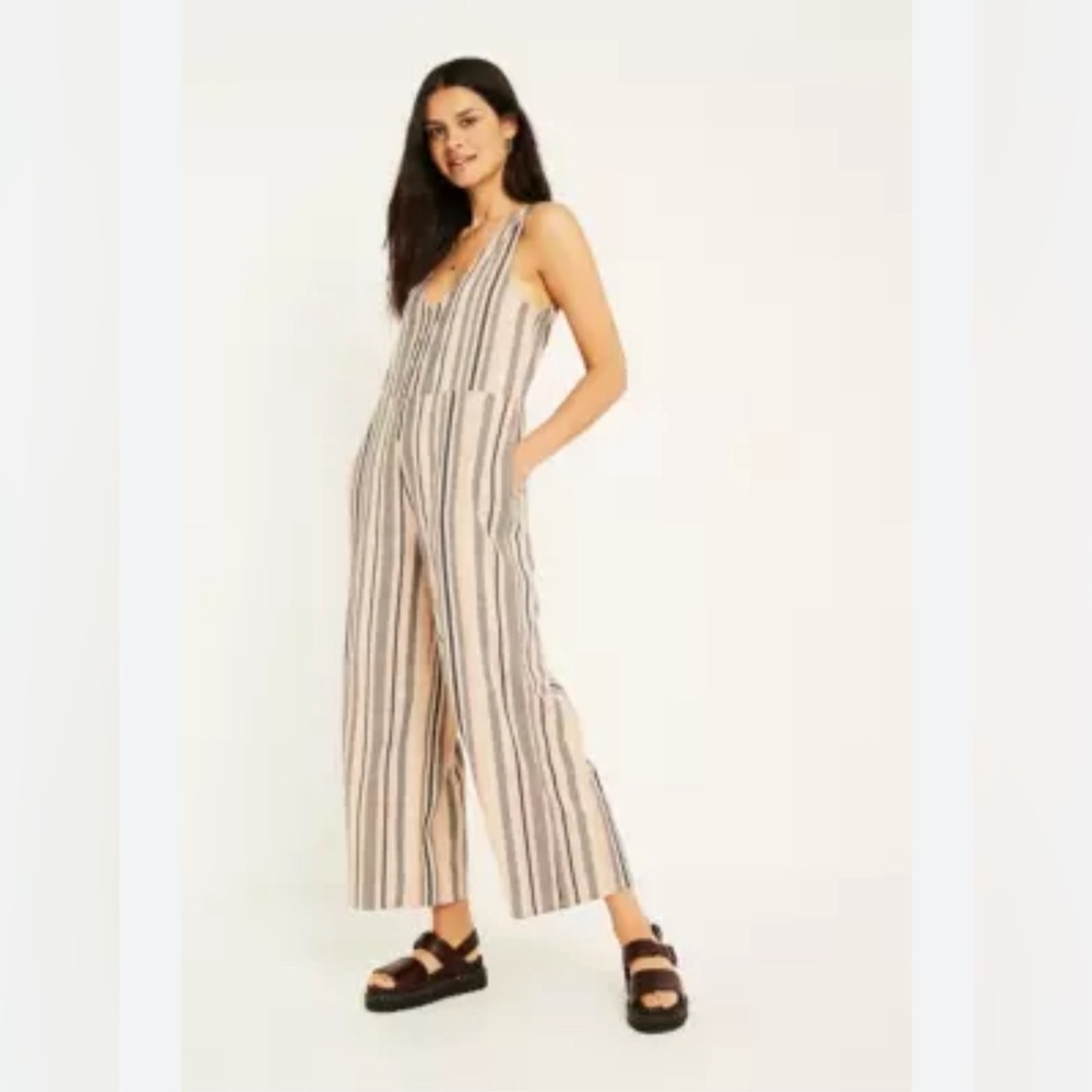 Striped Jumpsuit in Black and Tan
